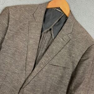 Wallin & Bros Sport Coat Mens 44L Brown Cotton Linen Unstructured Blazer Jacket
